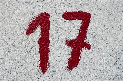 Close-up of the number 17 in red paint | Close-up of a small… | Flickr