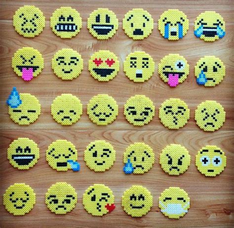 Emoji Faces Perler beads | Perler beads, Hama beads patterns, Perler ...