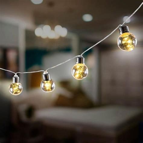 10 Mini Edison bulbs Warm white LED lights Easily hang indoors or outdoors (not waterproof) 8 ...