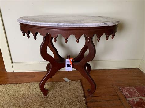 Antique Oval Shaped Marble Top Table - 28T x 33W in 2020 | Marble table top, Cabinet furniture ...