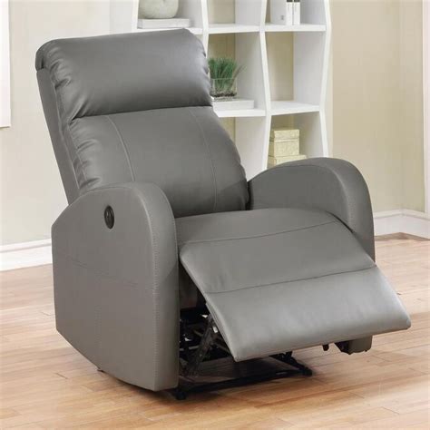 AC Pacific Sean Grey Faux Leather Powered Reclining Recliner in the Recliners department at ...