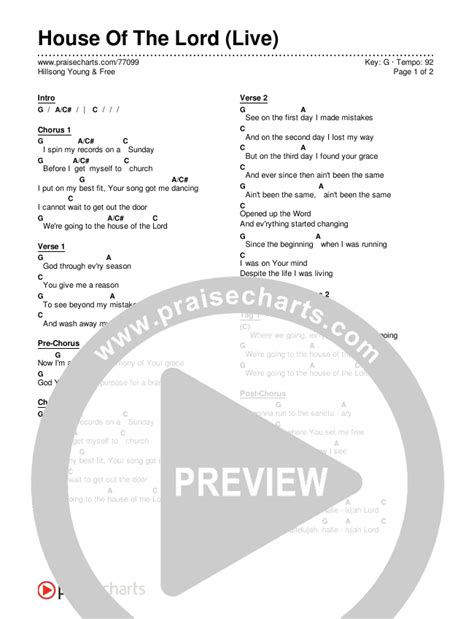 House Of The Lord (Live) Chords PDF (Hillsong Young & Free) - PraiseCharts