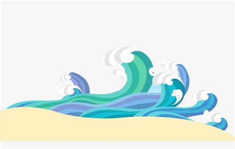 Beach Waves Creative PNG Images, Wave, Cartoon Sea, Sandy Beach PNG Transparent Background ...