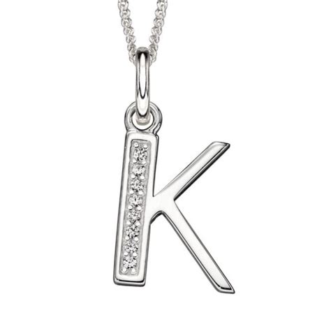 Sterling Silver Letter K Necklace P4733C