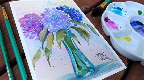 How To Paint Hydrangea Flowers Beginner Watercolor Tutorial - YouTube | Watercolour tutorials ...