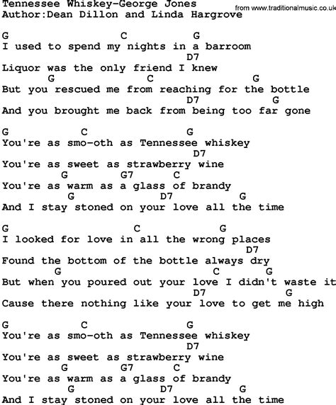 Country Music:Tennessee Whiskey-George Jones Lyrics and Chords