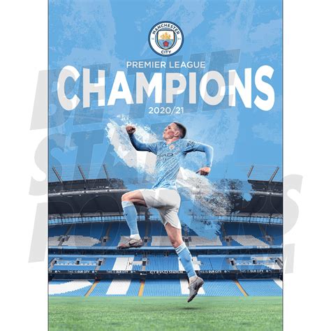 Manchester City Premier League Champions 20-21 Phil Foden Poster - A3