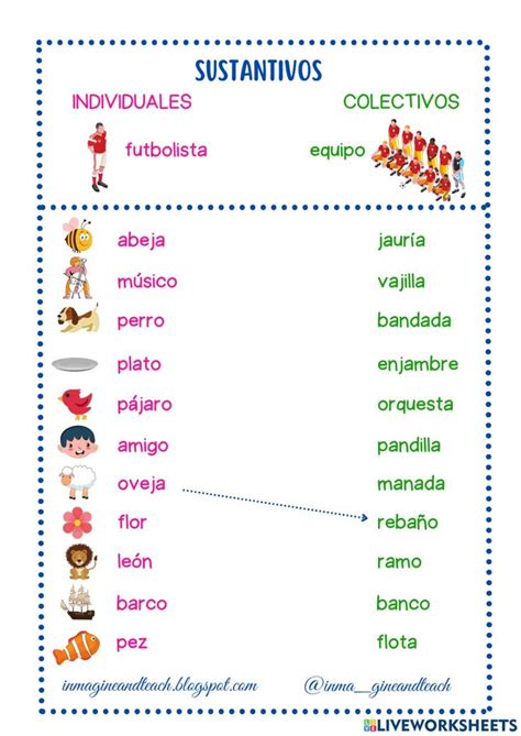 Ficha pdf online de Sustantivos individuales y colectivos | Preschool ...