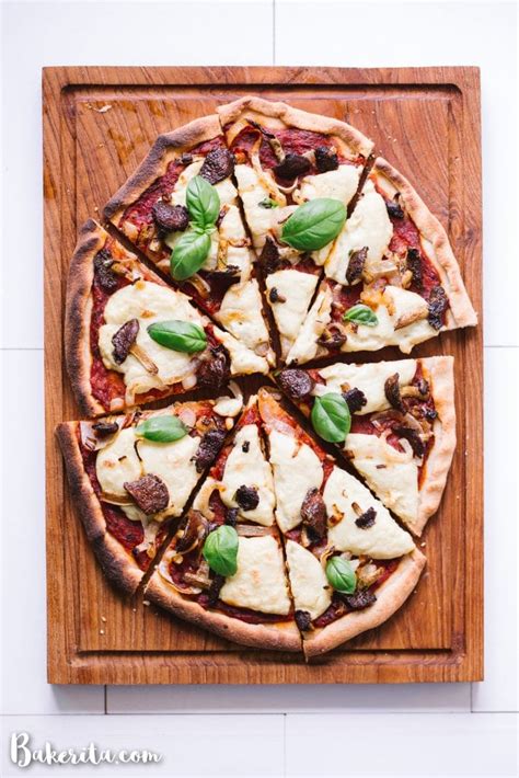 Gluten-Free Vegan Pizza with Mushrooms & Onions • Bakerita