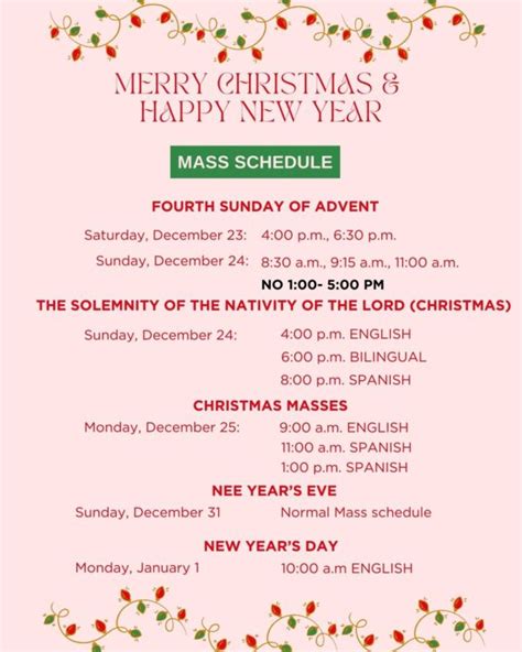 Mass Schedule – Sacred Heart Parish