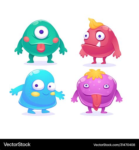 Cute cartoon monsters characters set Royalty Free Vector