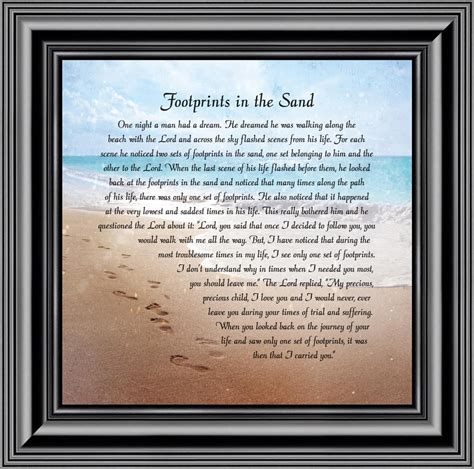 Footprints in the Sand Beach Wall Art, Footprints Poem for Comfort and ...