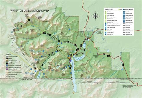 Map of Waterton Lakes National Park | Waterton lakes national park, Canada national parks, Parks ...