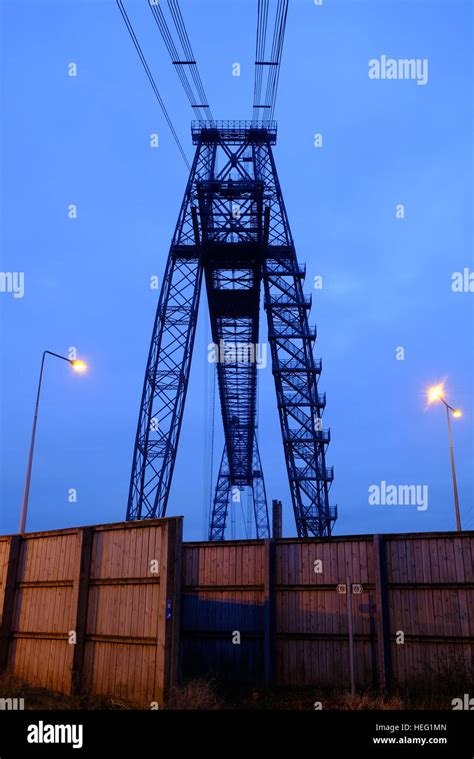 Newport Transporter Bridge in South Wales, photographed at night Stock ...