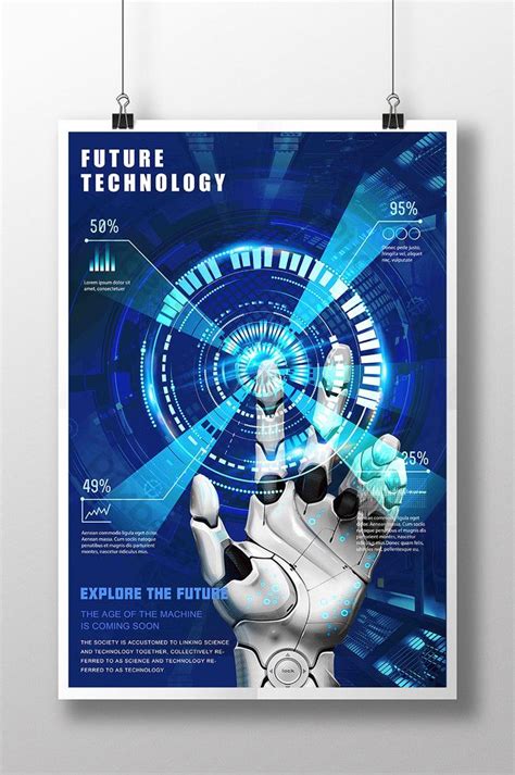 Affiche De Technologie Future De Données De Robot Blue Cool Click | PSD Téléchargement Gratuit ...