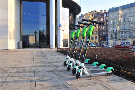 Parked Lime Electric Scooter Rental Without Passenger. Stock Photo - Image of parked, rent ...