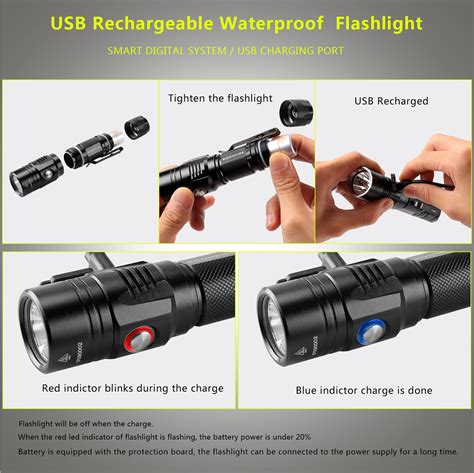 1000 Lumens EDC LED Flashlight,Soonfire E07 USB Rechargeable Waterproof ...