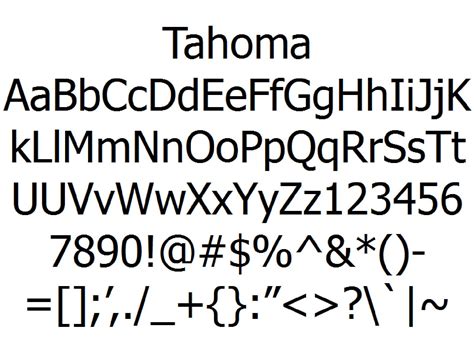 Font Alphabet Styles: Tahoma