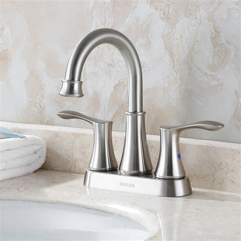 Swivel Spout 2-handle Lavatory Faucet Brushed Nickel Bathroom Sink ...