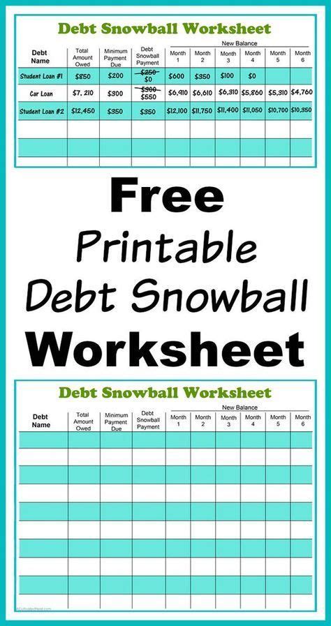 Free Printable Debt Snowball Worksheet- Perhaps the best way to pay down your debt is with the ...