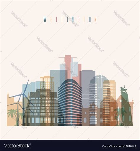 Wellington skyline detailed silhouette Royalty Free Vector