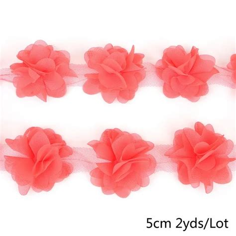 1yard/lot 14 Colors Chiffon Ribbon Flowers Lace Decoration Handmade Wedding Craft Sewing DIY ...