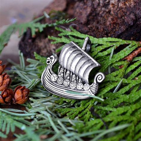 Drakkar Ship Viking Necklace Pendant viking jewelry Bronze | Etsy