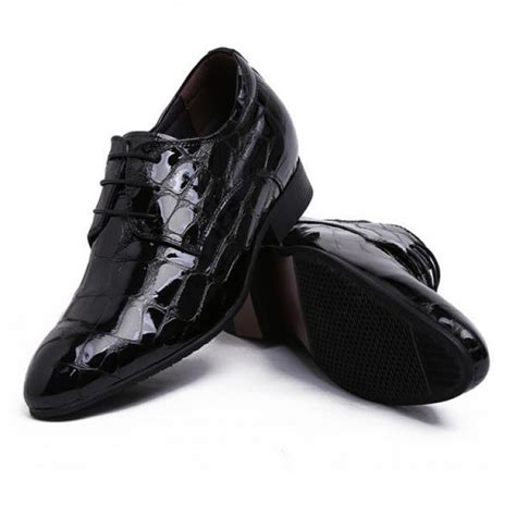 3.2Inches/8CM Black British Patent Leather Height Business Shoes