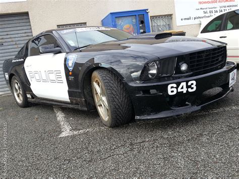 Ford Mustang police car Transformers Film Decepticon black and white Stock Photo | Adobe Stock