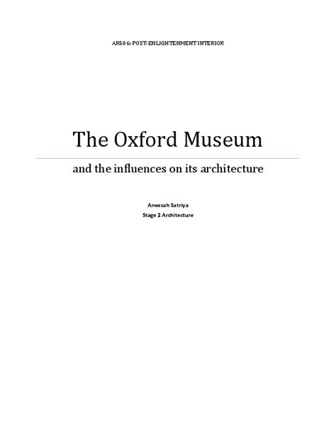 (PDF) Influence of Doctrines on Oxford Museum Architecture