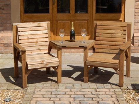 WOODEN GARDEN FURNITURE PATIO TWIN SET 2 CHAIRS + REMOVABLE TRAY JACK + JILL STRAIGHT LOVE SEAT ...