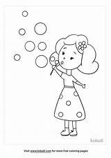 Free Little Girl Blowing Bubbles Coloring Page  sketch template