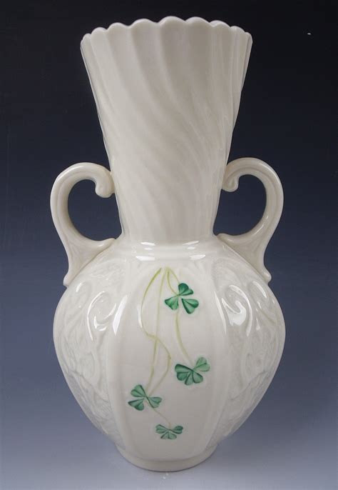 Belleek Pottery SHAMROCK – Green 6th Mark – Panel Vase EXCELLENT | eBay