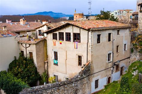 Old Town of Girona in Winter Day, Girona Landmarks, Details of Old ...