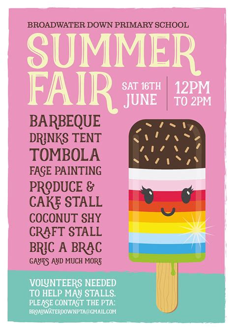 Broadwater Down Primary School Summer Fair 2018 Poster by Domonic Mahoney - www.domonicmahoney ...