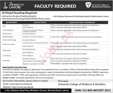 The University of Lahore UoL Faculty Staff Jobs 2023 2024 Job Advertisement Pakistan