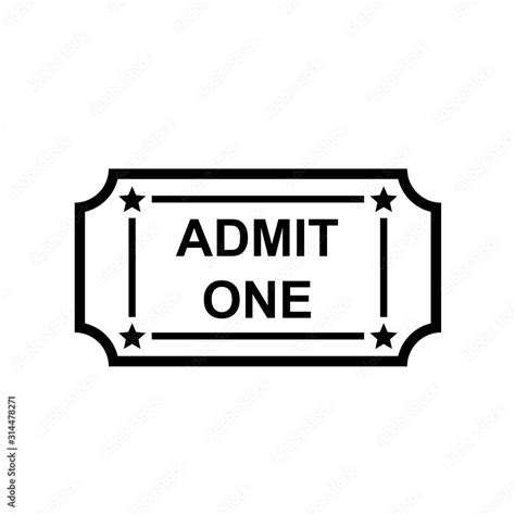 Admit one ticket outline icon. Clipart image isolated on white ...