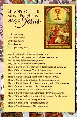 LITANY OF THE Most Precious Blood of Jesus (4x6") Heavy Paperstock Holy Card £1.10 - PicClick UK