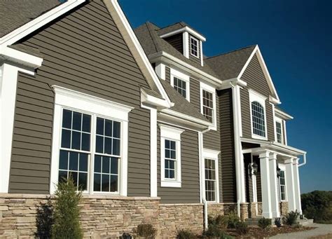 Sage siding, tan stone and cream trim | Siding colors for houses, Vinyl ...