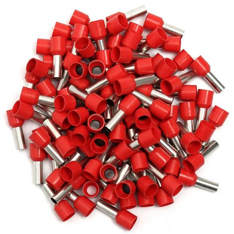 100Pcs Red Wire Copper Crimp Connector Insulated Pin Cord End Terminal ...