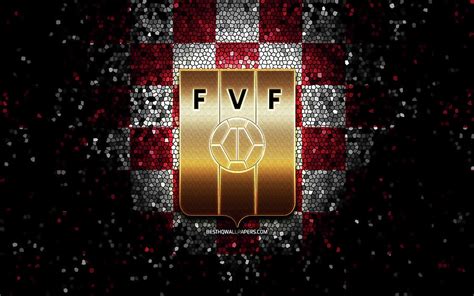 Venezuelan football team glitter logo Conmebol South America red white checkered background ...