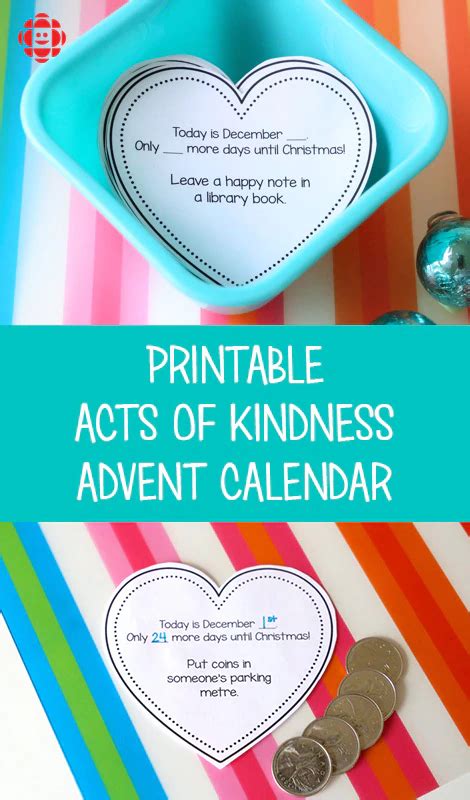 Acts of Kindness Advent Calendar | CBC Parents | Advent calendars for kids, Random acts of ...