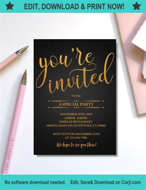 You're Invited Template You're Invited Digital Graduation Invitation Editable Business Template ...