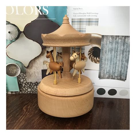 Wooden Carousel Music Box