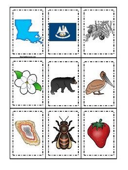 Louisiana State Symbols themed Memory Match Game. Preschool Game