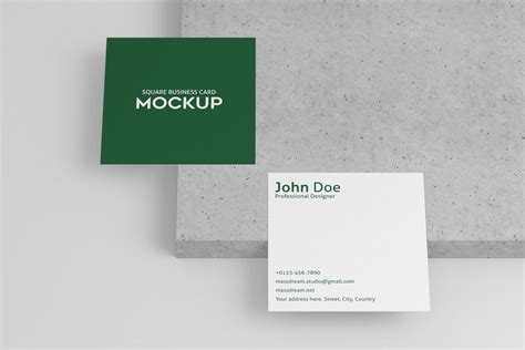 Square Business Card PSD Mockup - Free Download