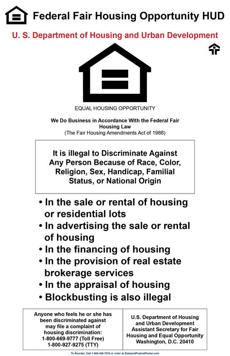 Federal Fair Housing Poster — State and Federal Poster