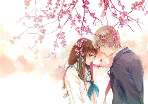 Anime Cherry Blossom Couple Hd Wallpapers - Wallpaper Cave