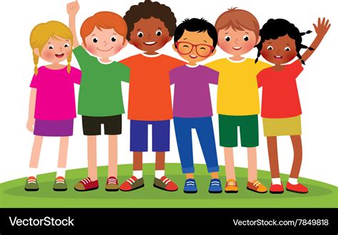 Group of children friends Royalty Free Vector Image