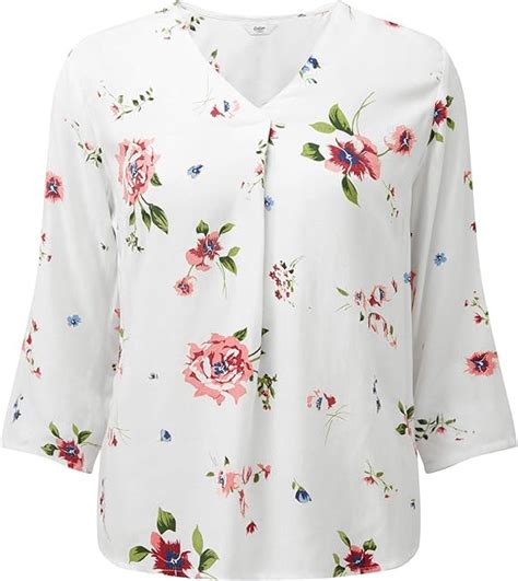 Cotton Traders Womens Body_Blouse 3/4_Sleeve Casual Floral Cotton Top White: Amazon.co.uk: Clothing